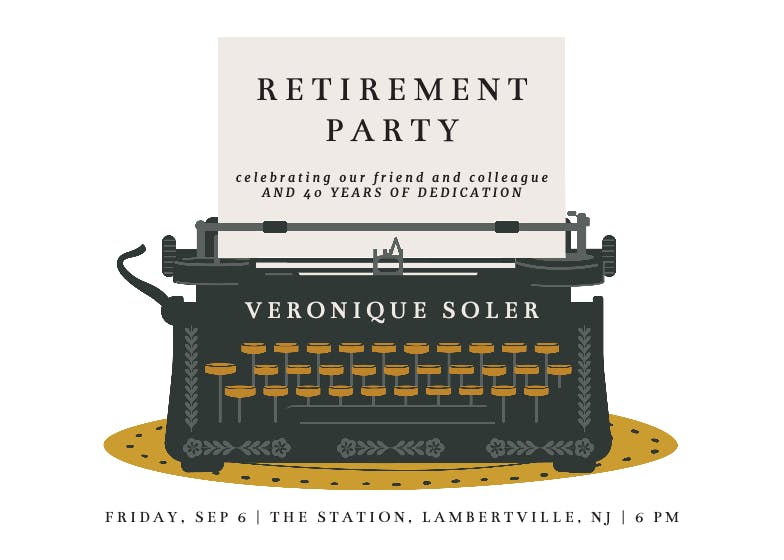 Classic typewriter - printable party invitation