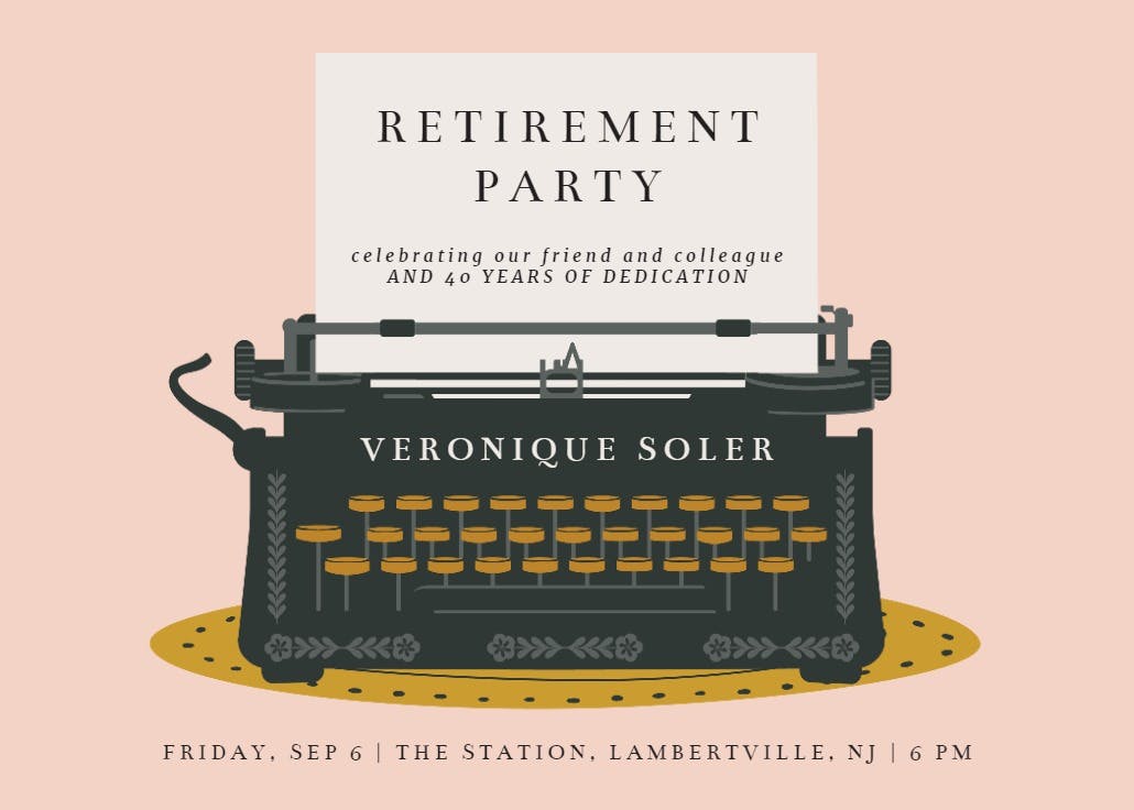 Classic typewriter - retirement & farewell party invitation
