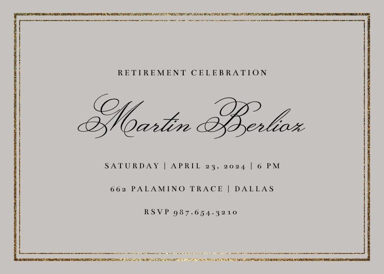 Classy retirement - business event invitation