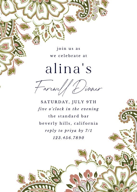 Colored paisley - party invitation