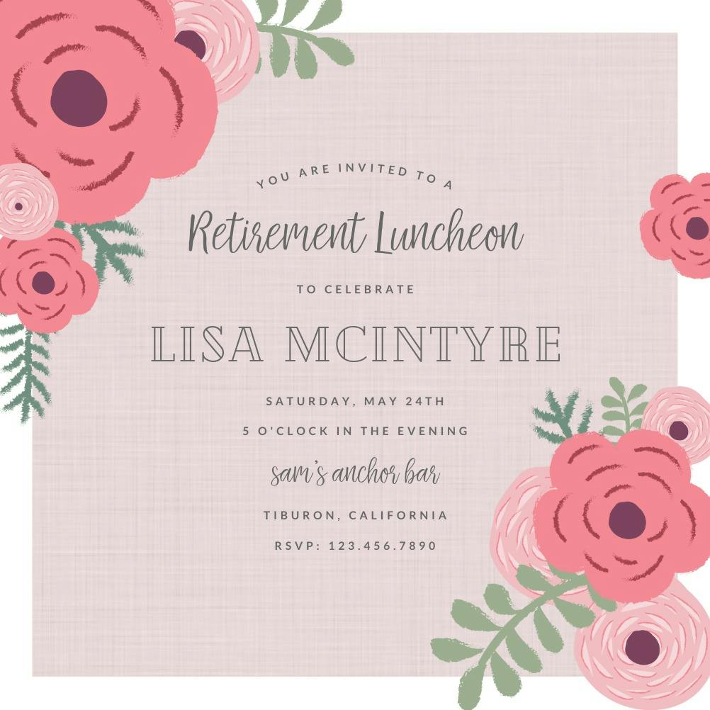 Coming up roses - retirement & farewell party invitation