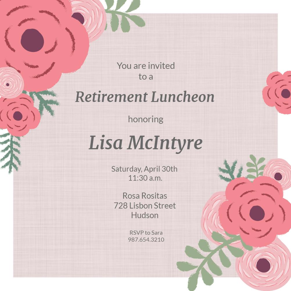 Coming up roses - retirement & farewell party invitation