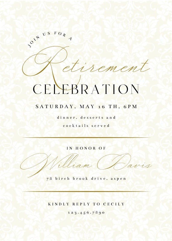 Dappled distinction - retirement & farewell party invitation