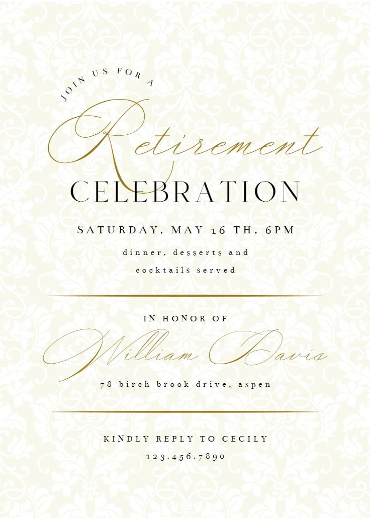 Dappled distinction - retirement & farewell party invitation