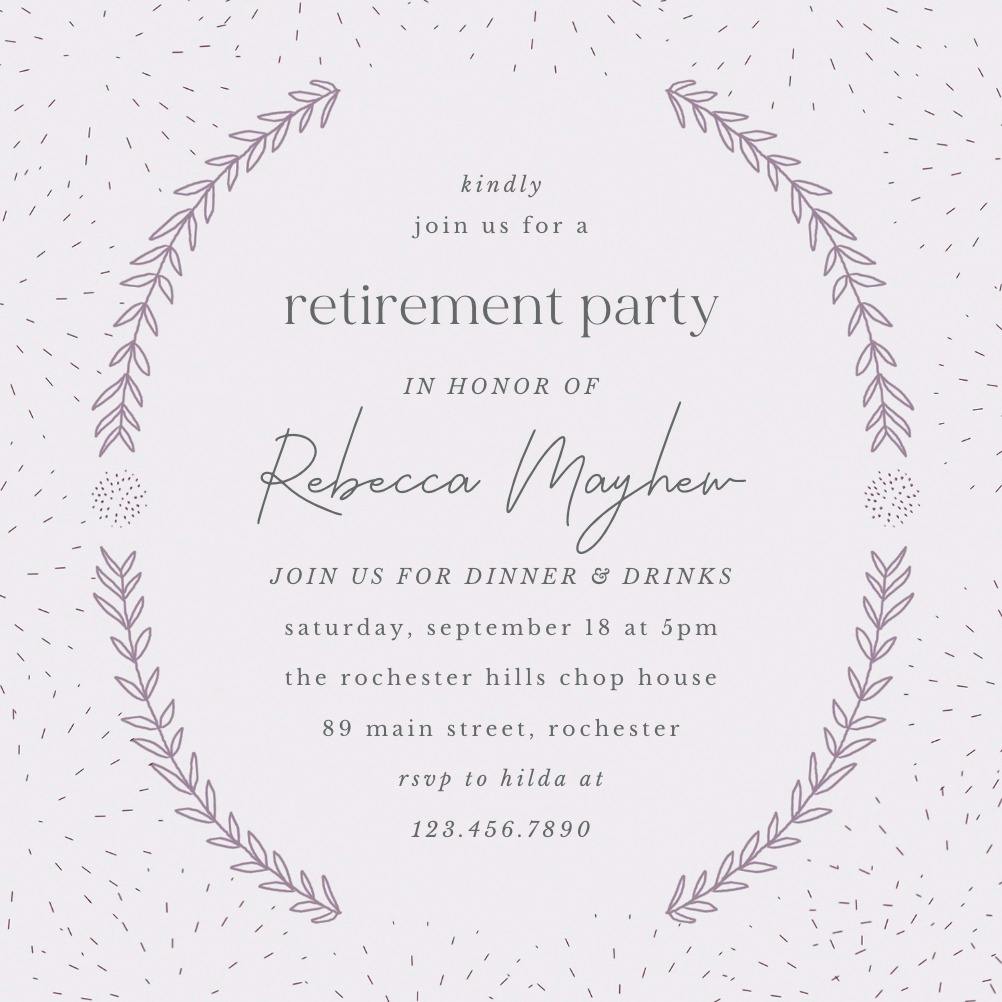 Delicate details - retirement & farewell party invitation
