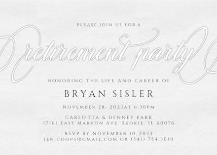 Elegant calligraphy - Retirement & Farewell Party Invitation