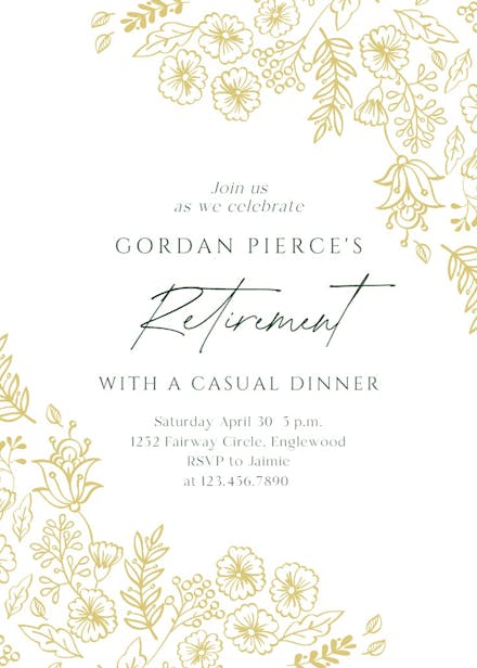 Elegant flowers - retirement & farewell party invitation