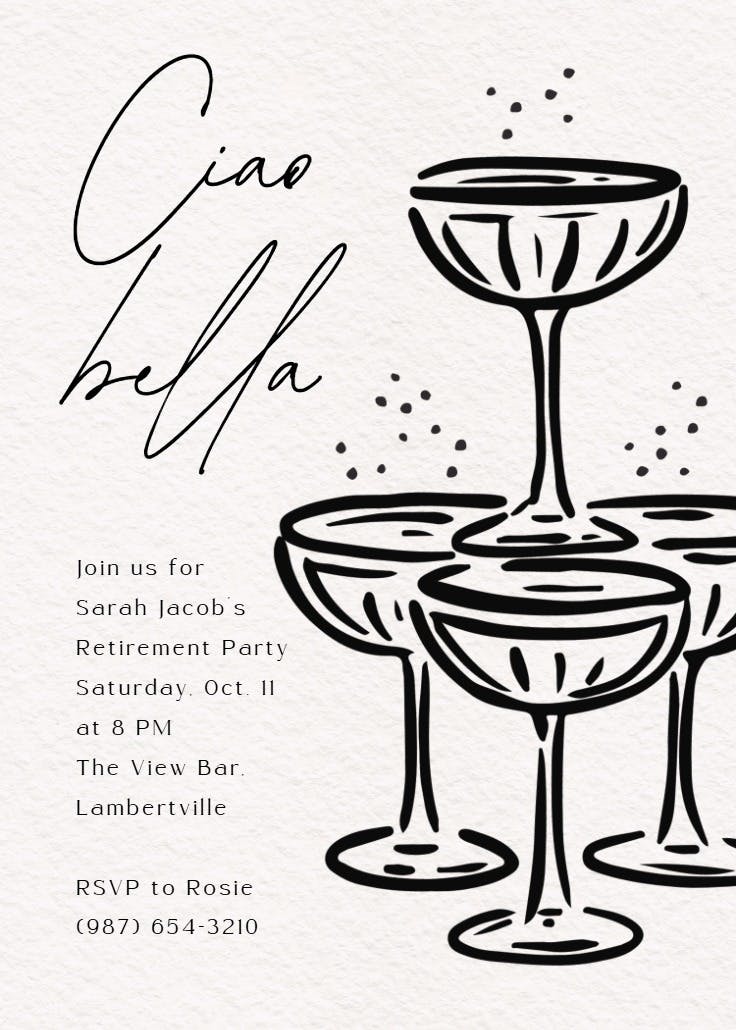 Fancy drinks - invitación para jubilación