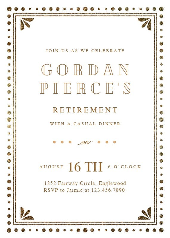 Fancy night - retirement & farewell party invitation