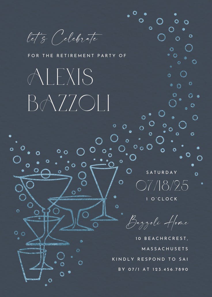 Fizzy bubbles - retirement & farewell party invitation