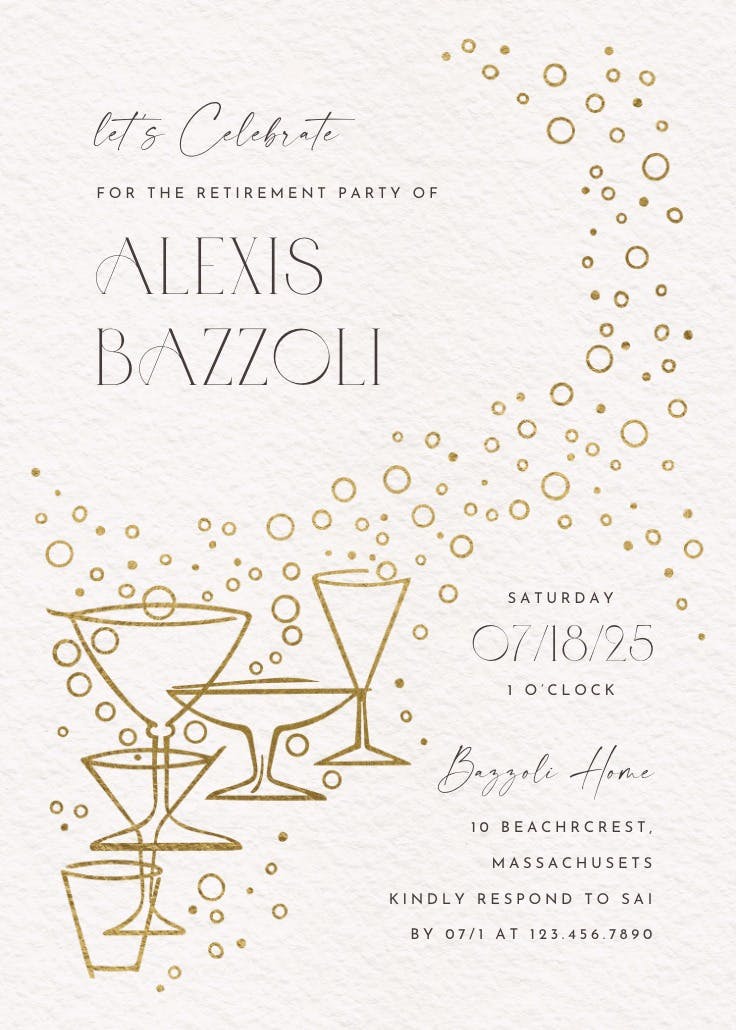Fizzy bubbles - retirement & farewell party invitation