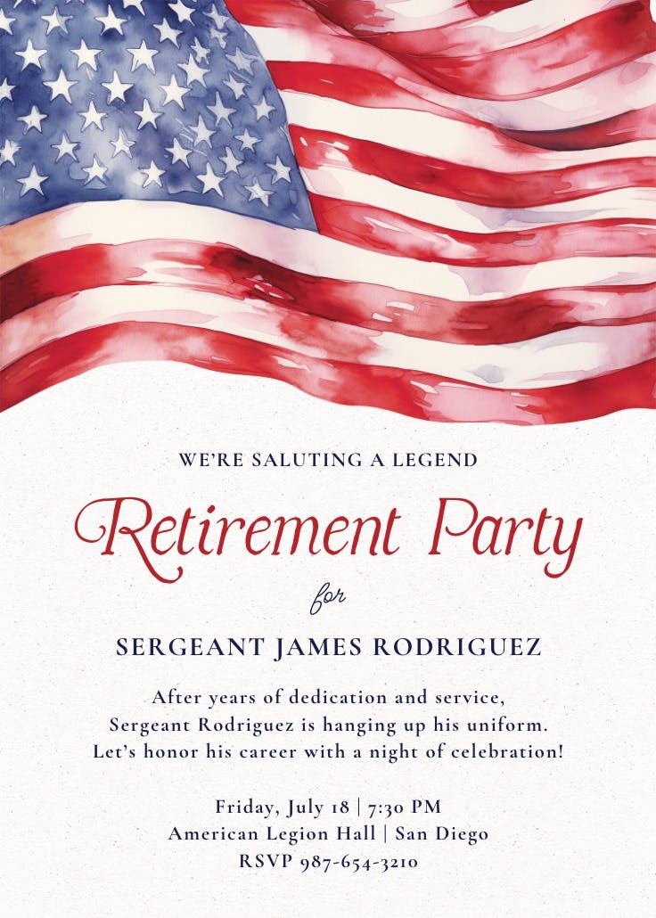 Fly the flag - retirement & farewell party invitation