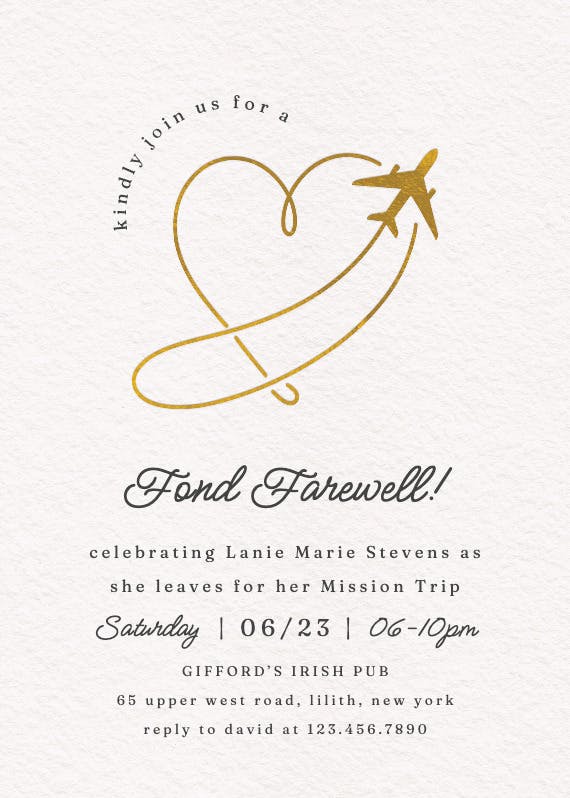 Flying foil - retirement & farewell party invitation