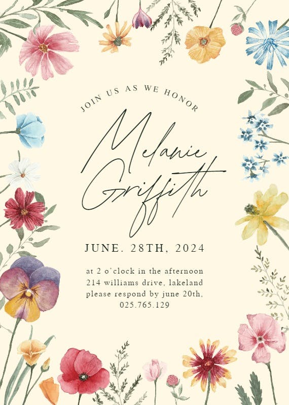 Fresh meadow flowers - retirement & farewell party invitation