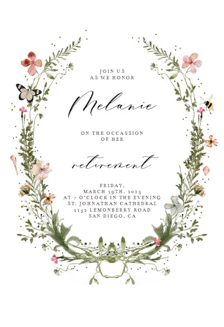 Fresh Spring Wreath - Retirement & Farewell Party Invitation