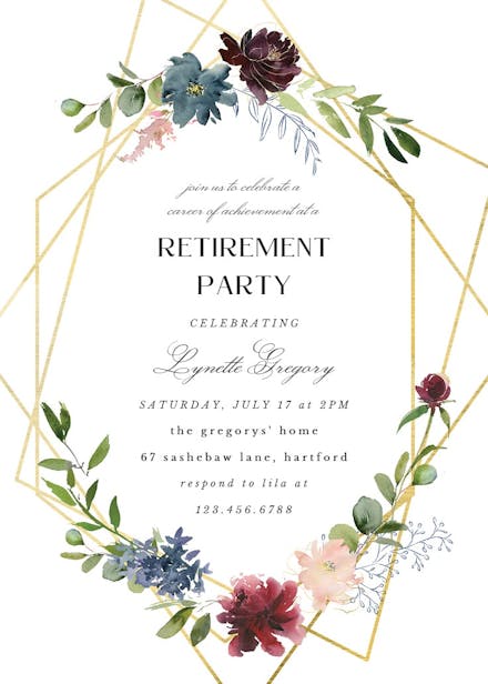 Geometric & flowers - retirement & farewell party invitation
