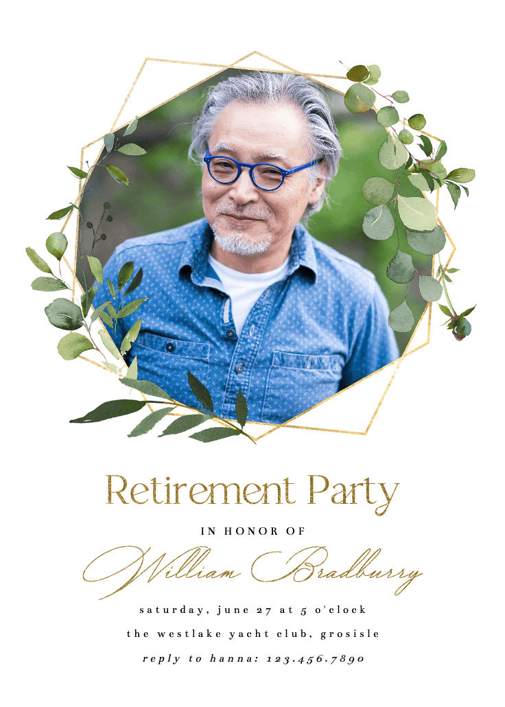 Geometric eucalyptus - retirement & farewell party invitation