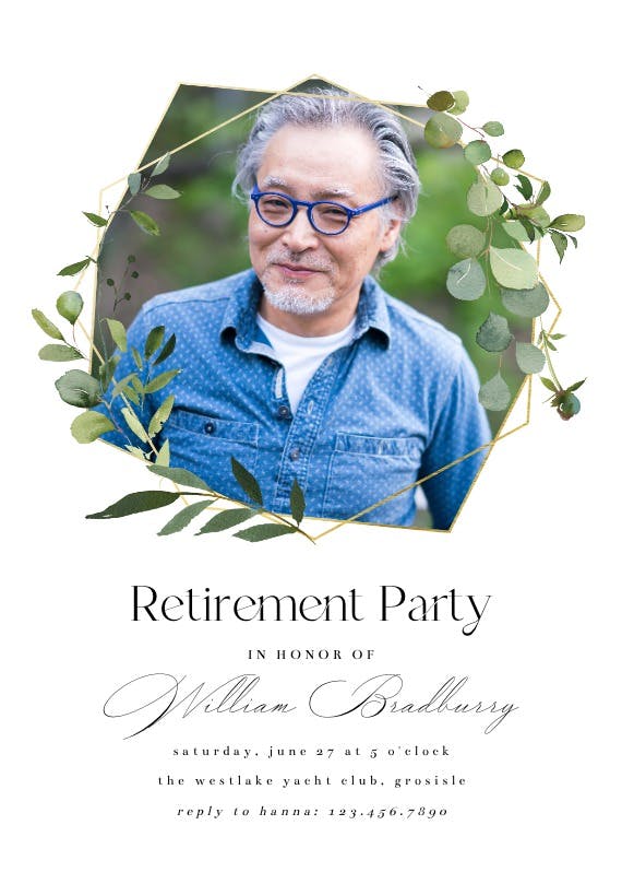 Geometric eucalyptus - retirement & farewell party invitation