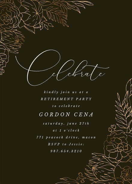Gilded Lines - Retirement & Farewell Party Invitation Template ...
