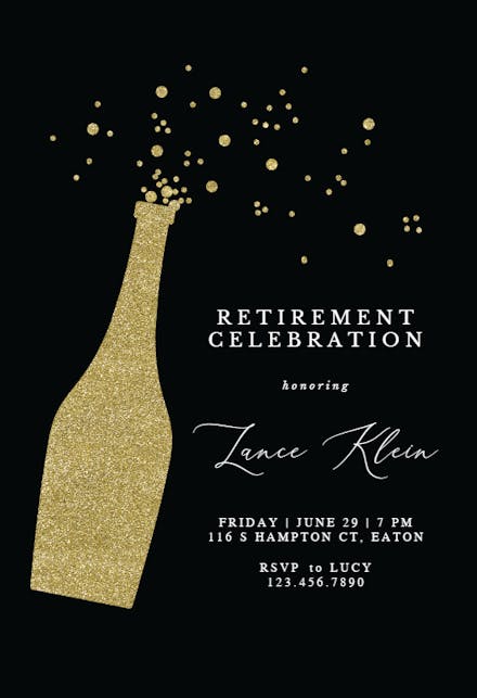 Glitter Bubbly - Retirement & Farewell Party Invitation