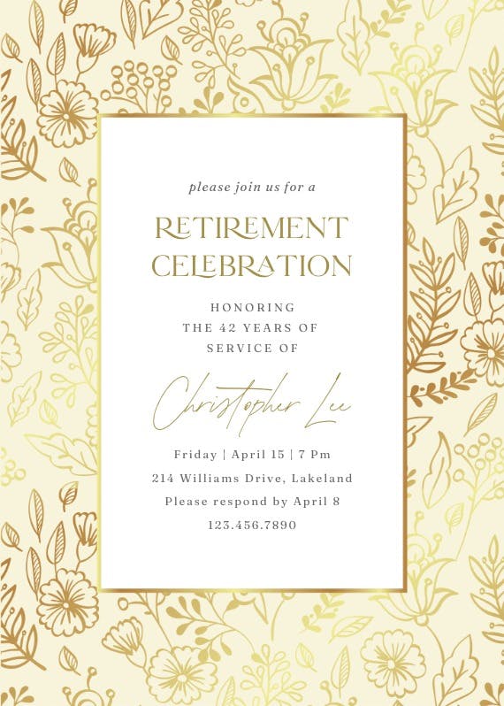 Golden leaves -  invitación para jubilación