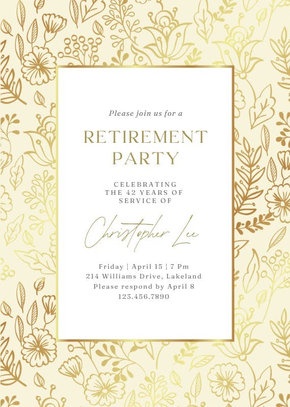 Golden leaves - retirement & farewell party invitation