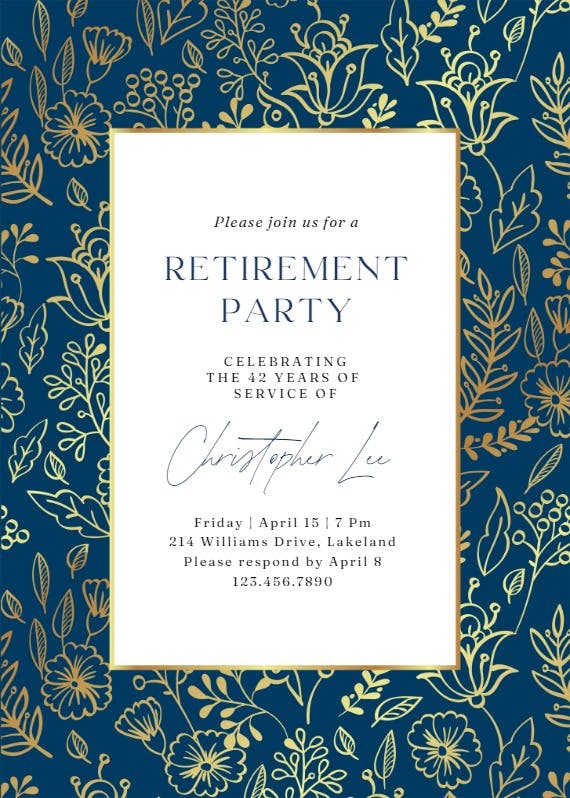Golden leaves - retirement & farewell party invitation