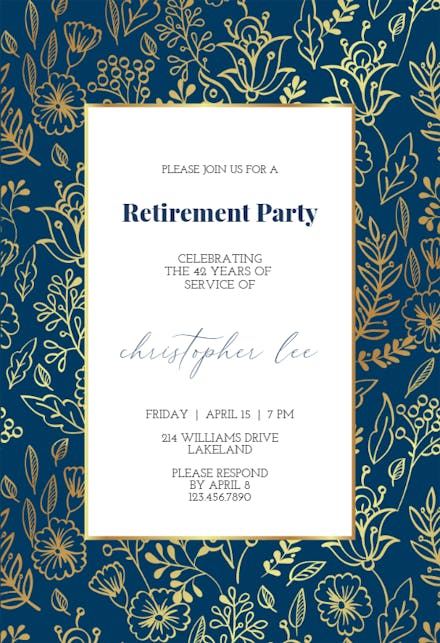 Golden Leaves - Retirement & Farewell Party Invitation Template (Free ...