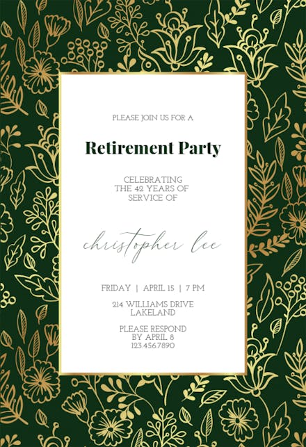 Golden Leaves - Retirement & Farewell Party Invitation