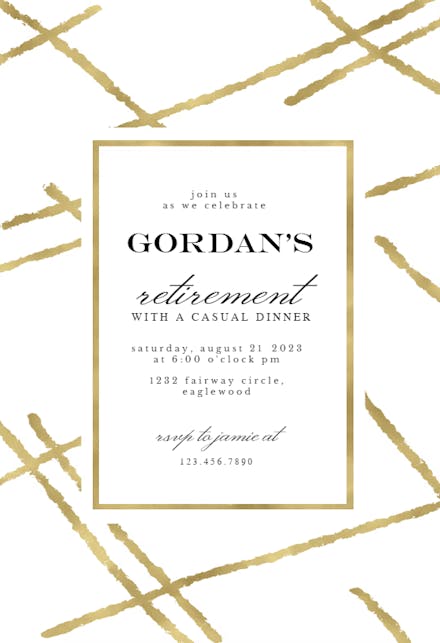 Golden lines - Retirement & Farewell Party Invitation