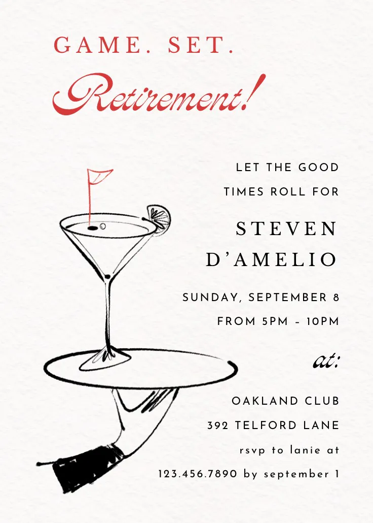 Golf yard party - retirement & farewell party invitation