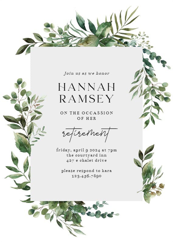 Greenery border - printable party invitation