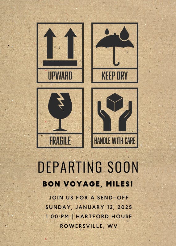 Handle with care - retirement & farewell party invitation
