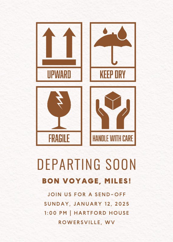 Handle with care - retirement & farewell party invitation