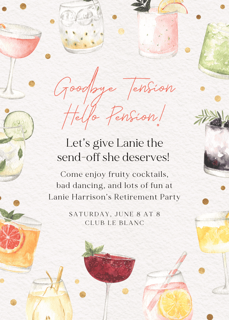 Hello pension - retirement & farewell party invitation