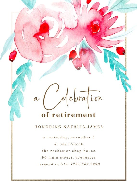 In bloom - retirement & farewell party invitation