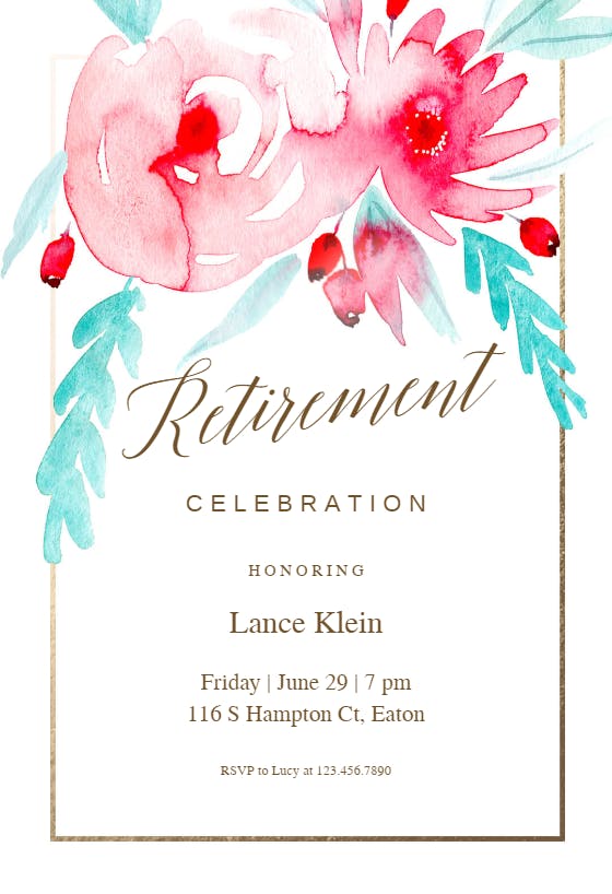 In bloom - retirement & farewell party invitation