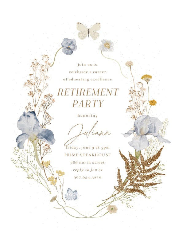 Iris wreath -  invitación para jubilación