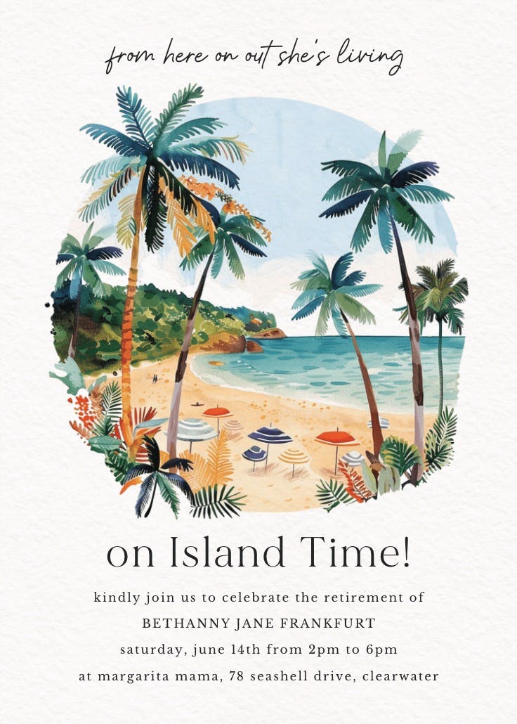 Island time - retirement & farewell party invitation