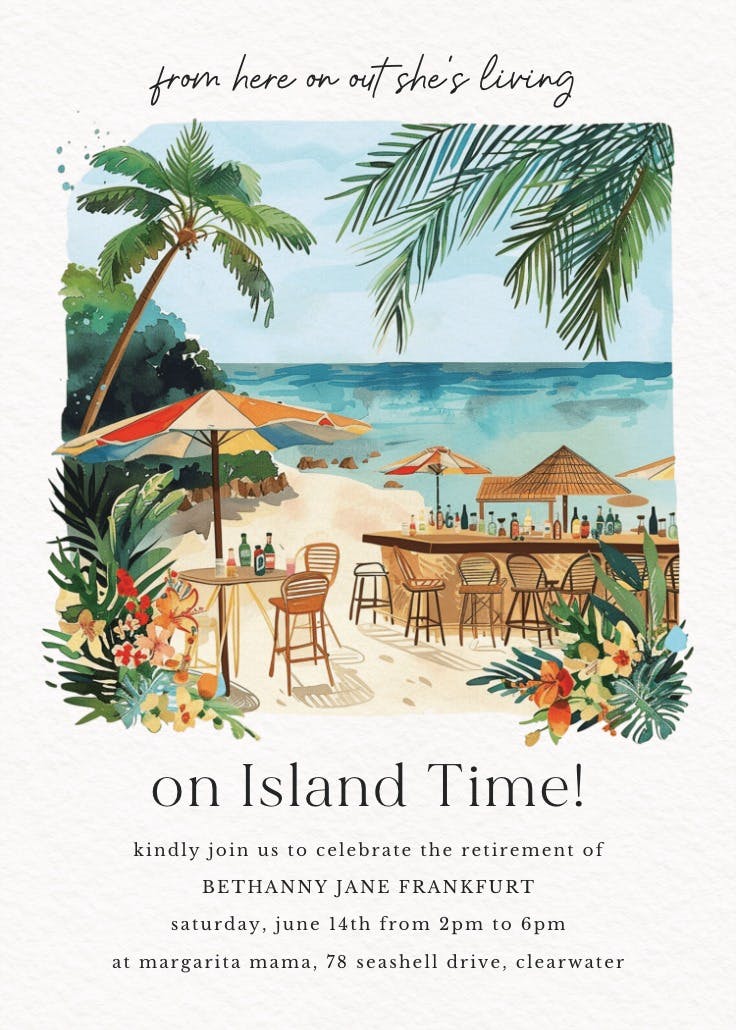 Island time - retirement & farewell party invitation
