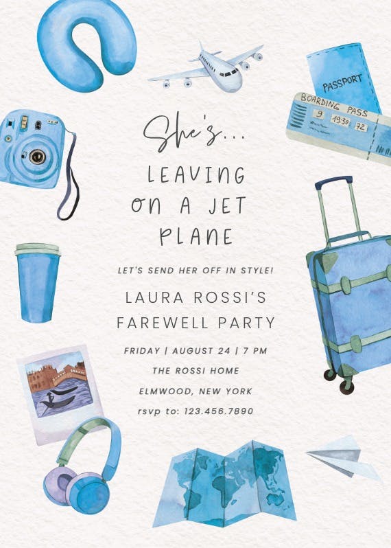 Jetting off - retirement & farewell party invitation