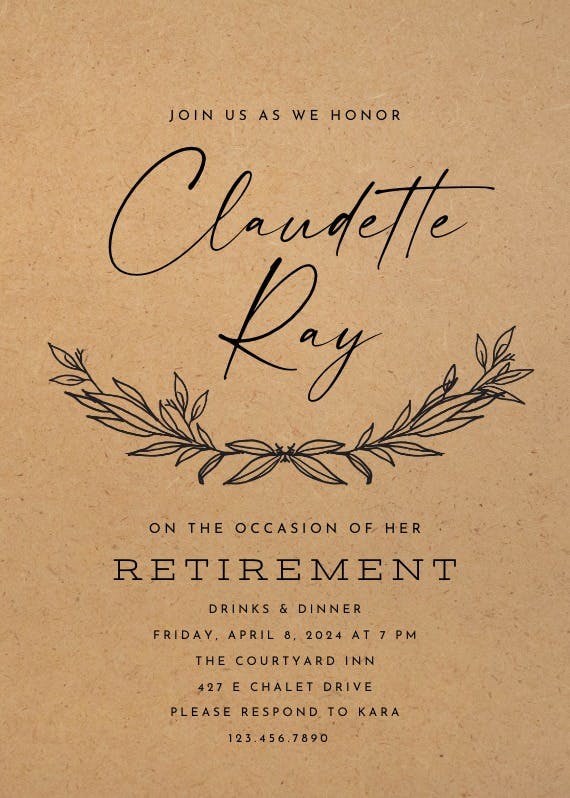 Kraft branches - retirement & farewell party invitation