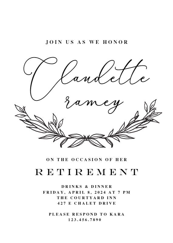 Kraft branches - retirement & farewell party invitation