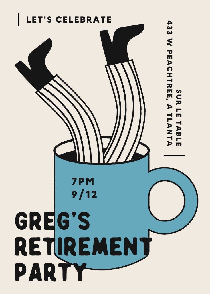 Legs up coffee's on - party invitation