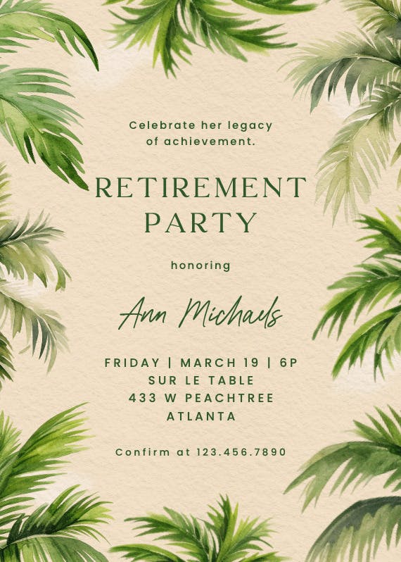 Life's a beach - retirement & farewell party invitation