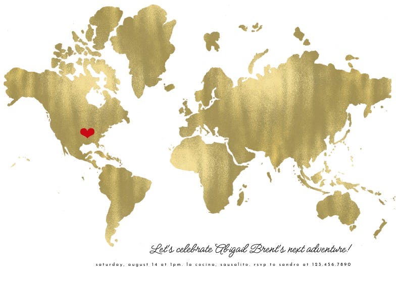 Map of love - retirement & farewell party invitation