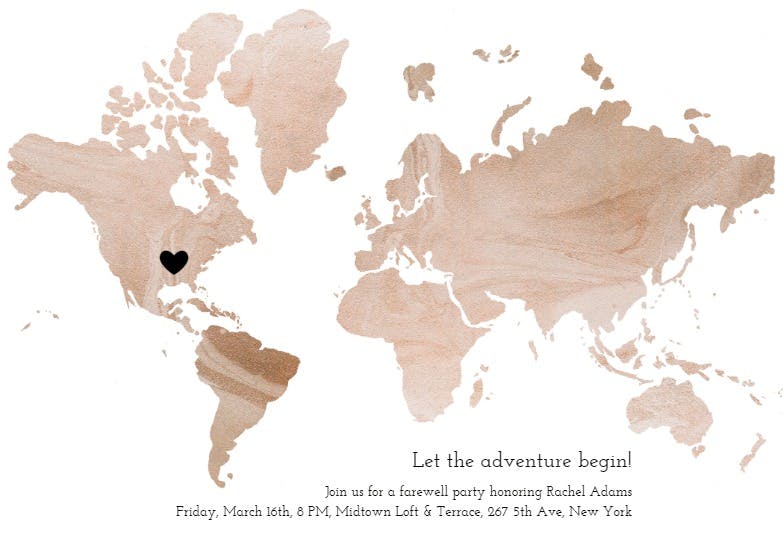 Map of love - retirement & farewell party invitation