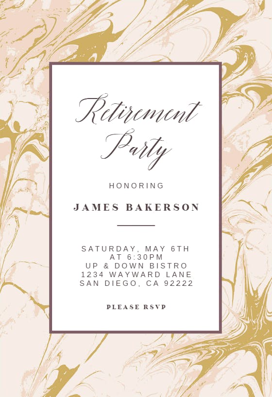 Marble - retirement & farewell party invitation