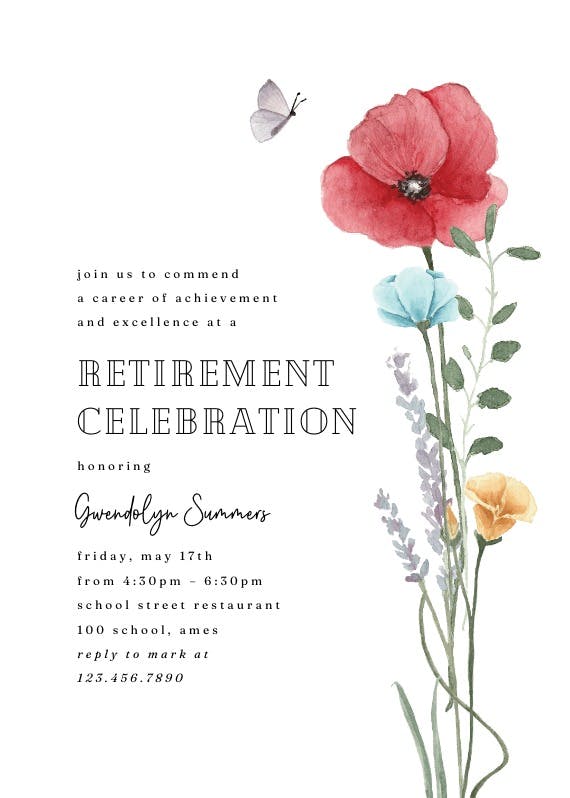 Meadow bouquet - retirement & farewell party invitation