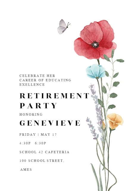 Meadow bouquet - Retirement & Farewell Party Invitation